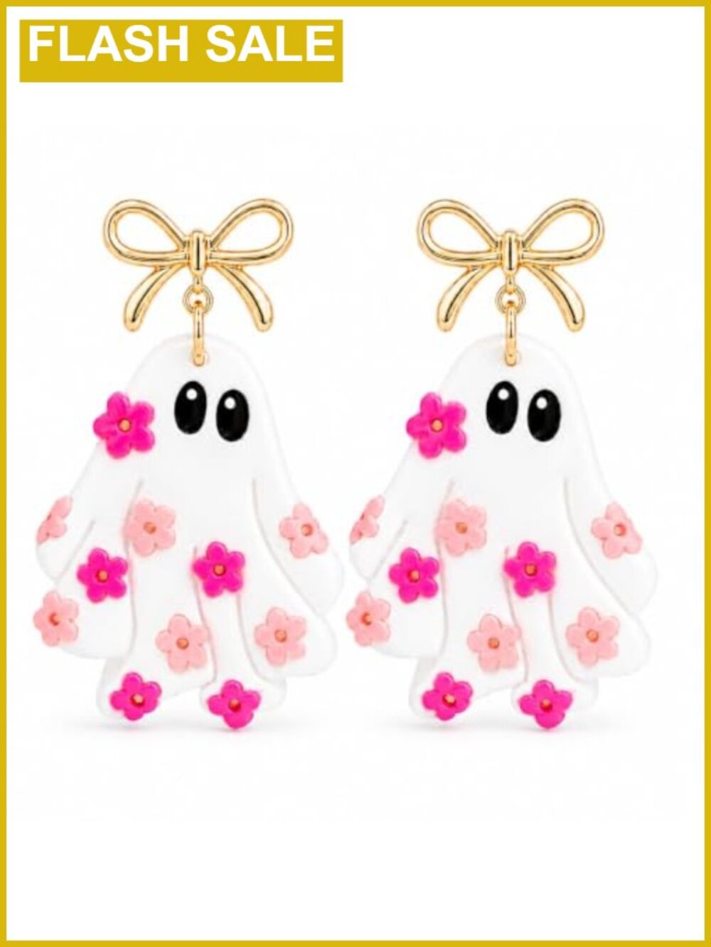 Acrylic Ghost Dangle Earrings Lever Back Halloween Jewelry